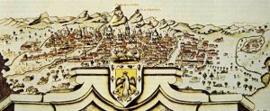 Bogota antigua3 copia Vista panorámica de la ciudad de Santafé de Bogotá realizada por J. Aparicio Morato en 1772