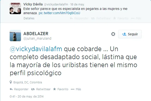 Otro tweet descalificador de la oposición, de Julián marulanda Calero 