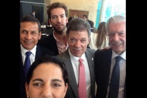 vargas llosa con santos y ollanta humala